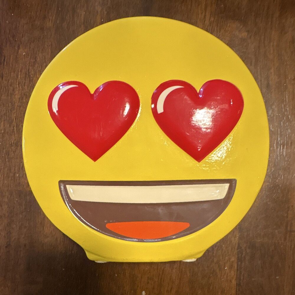 emoji Heart Eyes Face Ceramic Coin Bank Piggy Bank Yellow Original
